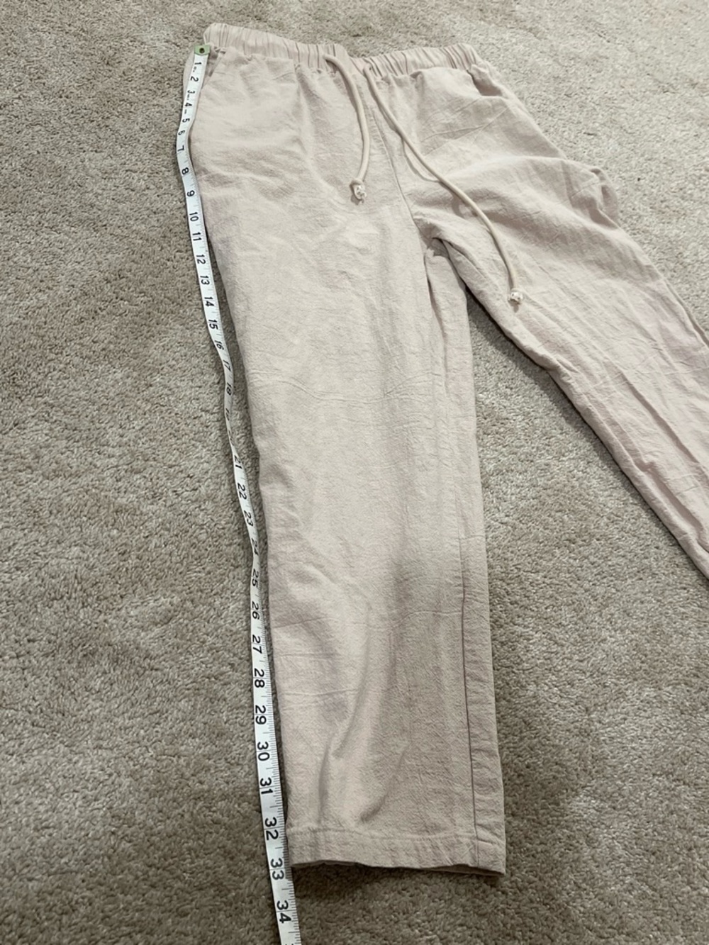 Light Beige Drawstring Wide-Leg Pants - Picture 3 of 4